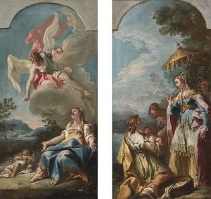 Hagar And The Angel And The Finding Of Moses And Ange, Femme, Enfant (pair)