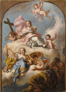 Allegorie Des Glaubens, Der Hoffnung Und Der Nachstenliebe by Gaspare Diziani