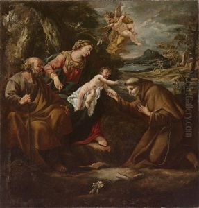 Madonna Mit Dem Kind, Dem Heiligen Joseph Und Dem Heiligen Antonius Von Padua by Gaspare Diziani