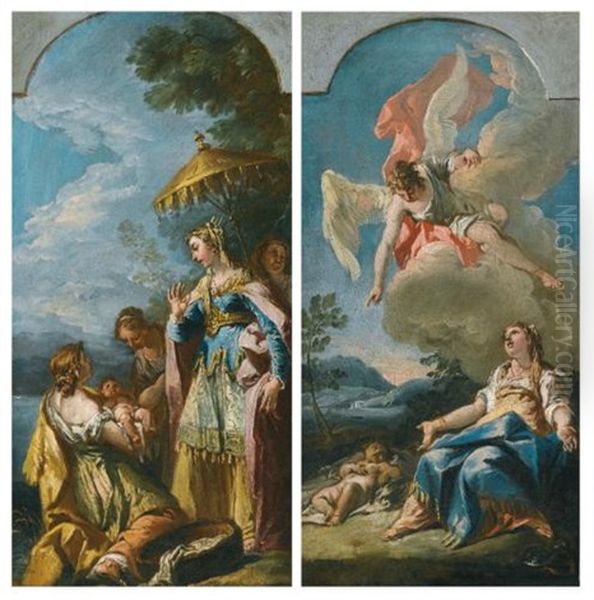 The Finding Of Moses; Hagar And The Angel (pair) - view 1
