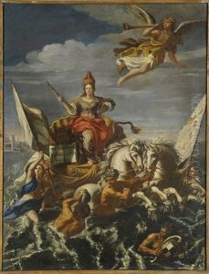 Allegoria Del Trionfo Di Venezia Con Lo Stemma Della Famiglia Dogale Lando by Gaspare Diziani