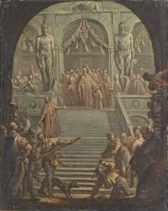 A View Of The Scala Dei Giganti In The Ducal Palace