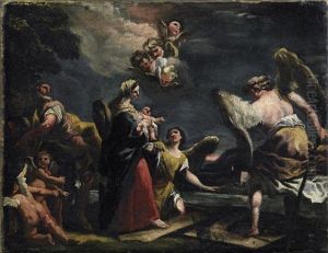 Die Heilige Familie Auf Der Flucht Nach Agypten (study For Mural At The Church Of San Stefano In Venice) by Gaspare Diziani