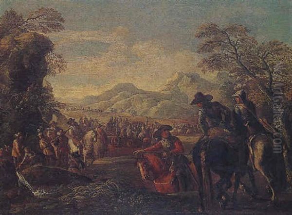 A Cavalry Party Resting By A Stream - view 1