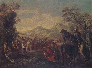 A Cavalry Party Resting By A Stream