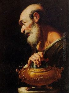 An Old Man With His Hand On A Brazier (allegory Of Winter?)