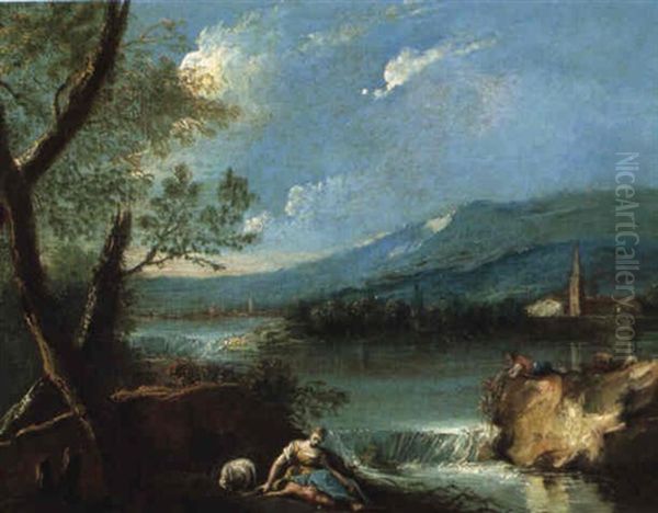 Fluslandschaft Mit Figuren - view 1