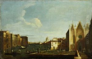 Il Canal Grande Con La Chiesa Di Santa Maria Della Carita by Giuseppe Diziani
