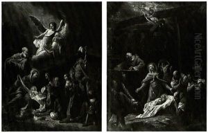 The Adoration Of The Shepherds; The Adoration Of The Magi, Apair-(2) by Giuseppe Diziani