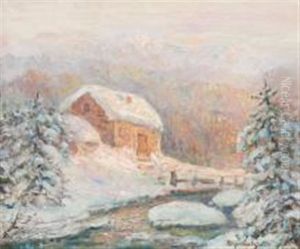 Chaumiere Alpestre En Hiver by Basile Djordjadze