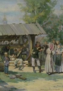 Soldiers Resting By The Well