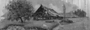 Gehoft In Weiter Wiesenlandschaft by Johann Othmar Doebeli