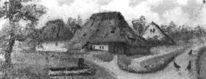 Dorflandschaft Mit Bauernhausern Unter Wolkigem Himmel by Johann Othmar Doebeli