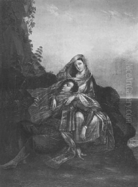 Ruhendes Liebespaar In Felsiger Kustenlandschaft - view 1