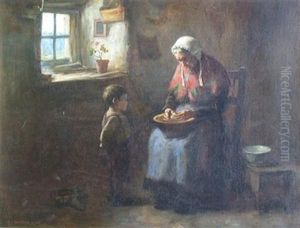 Peeling Potatoes by Henry John Dobson