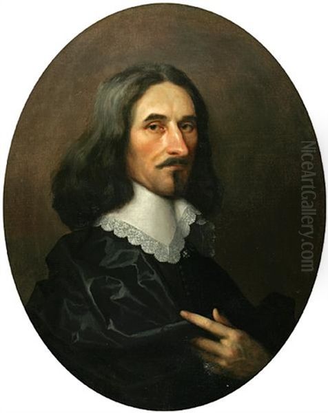 A Portrait Of A Gentleman In A Black Robe With A Lace Collar - view 1