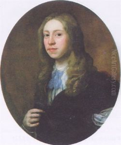 Portrait Of A Gentleman (robert Savill?) Wearing A Black Costmue And A White Shirt by William Dobson
