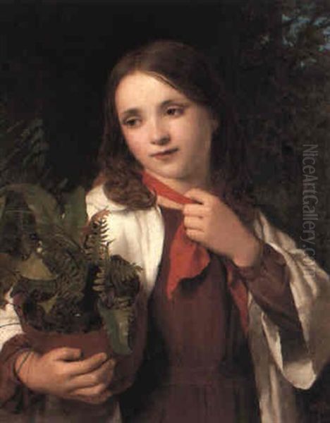 A Girl With Ferns - view 1