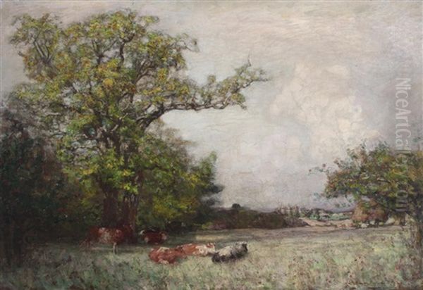 Cattle In A Meadow With Castle Beyond - view 1