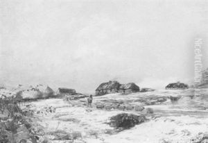 Herding Sheep In Snow by Alexander Brownlie Docharty