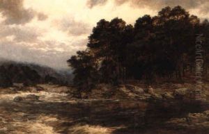 Pecheurs De Saumon Au Bord De La Riviere
