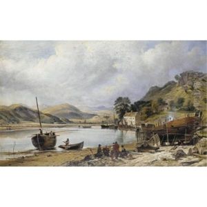Shipbuilding At Penmaepool, Merioneth by Charles Tattershall Dodd the Elder