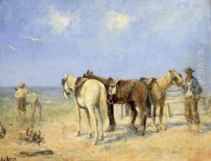 Paysans Avec Des Chevaux by Arie Van Hattem