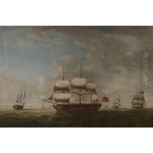 Ships Forming Up Into A Convoy Off The Eddystone Lighthouse, Cornwall, England, Probably Ahead Of A North-atlantic Crossing During The American War Of Independence