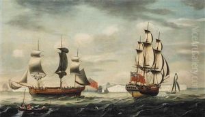 The Selby Of London In Two Positions Off Dover by Robert Dodd