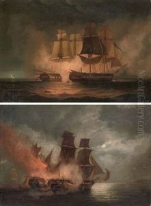 "h.m.s. Amethyst" Taking The French Frigate "thetis", 10th November 1809 (+ "h.m.s. Amethyst" Taking "niemen", 6th April 1809; Pair) by Robert Dodd