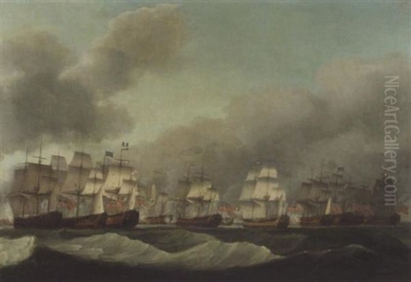 Lord Howe's Victory, The Glorious 1st June, 1794: The English Fleet Bearing Down On The French - view 1