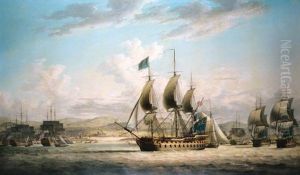 H.m.s. "sultan", Flagship Of Vice-admiral Sir Edward Hughes, Amongst The Fleet Off The Malabar Coast Of India In The Winter Of 1782-83