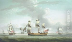 Three Views Of A British Merchantman by Robert Dodd