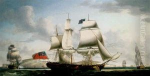 The "william Pitt" East Indiaman, In Three Positions Taking On A Pilot At Dover