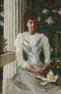 Portrait Of A Lady In White by William de Leftwich Dodge