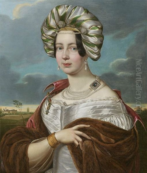 Portrait Of Amalia Duchess Of Saxe-altenburg, B. Duchess Of Wuerttemberg, At The Age Of 27 Years (1799-1848) - view 1