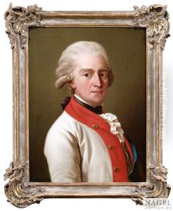 Portrait Des Friedrich August I. Konig Von Sachsen, Als Bruststuck In Hellem Uniformrock In Dreiviertelansicht Nach Rechts