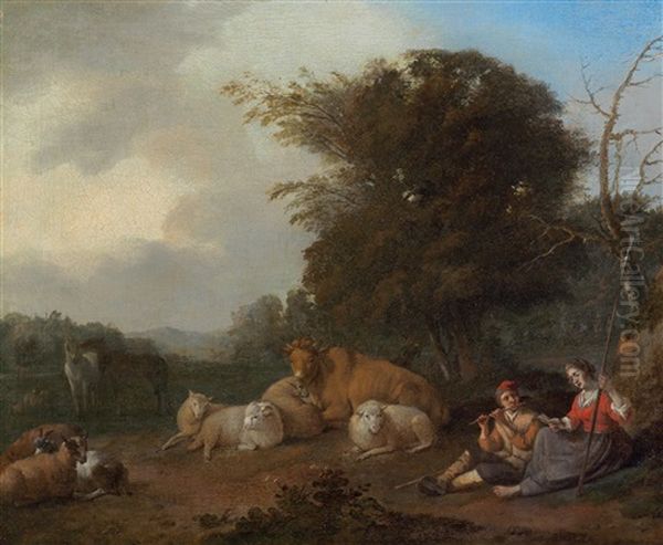 A Landscape With Resting Herders And Cattle - view 1