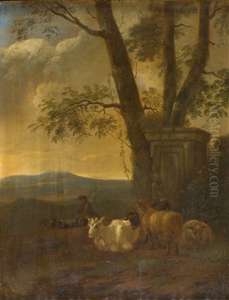 Ziegenhirte In Einer Hugeligen Landschaft - view 1