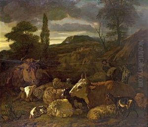 Sudliche Landschaft Mit Ruhender Viehherde by Jacob van der Does the Elder