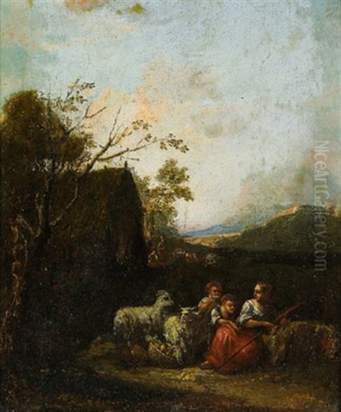 Hirten Und Herde In Einer Landschaft - view 1