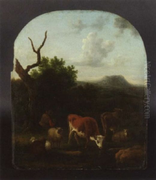 Italienische Landschaft Mit Hirten, Kuhen Und Schafen - view 1