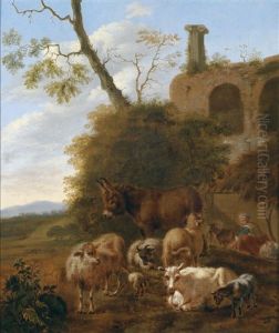 Ein Hirte Mit Seinen Tieren, Monogrammreste