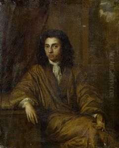 Portrait Of A Gentleman In Brown Costume, Seated In A Loggia And Holding A Pearl Necklace