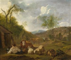 Sudliche Landschaft Mit Rastendem Hirten Und Seiner Herde