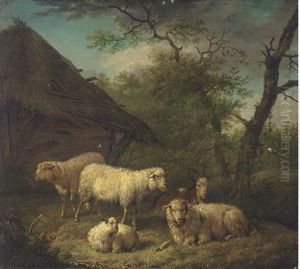 Sheep By A Barn In A Landscape