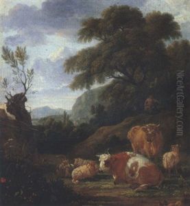 Sudliche Landschaft Mit Lagerndem Vieh Und Hirten