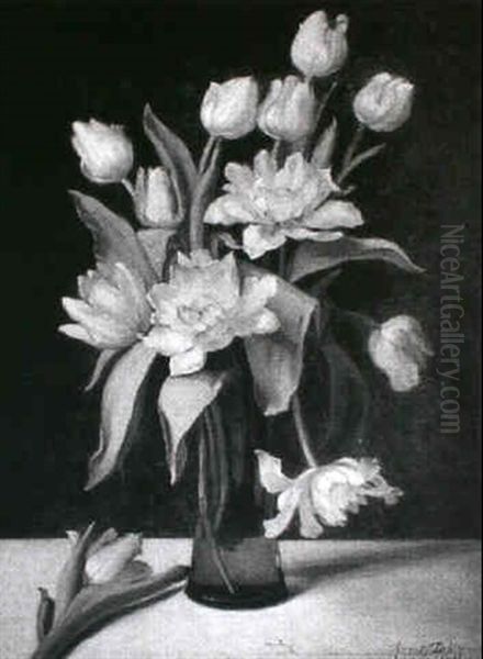 Lyserode Tulipaner I Et Glas - view 1