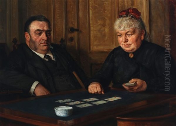 A Double Portrait Of An Elderly Couple, With The Woman Playing Solitaire - view 1