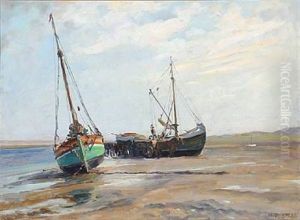 Beach Scene With Fishing Boats, Presumably From Fano by Heinrich Dohm